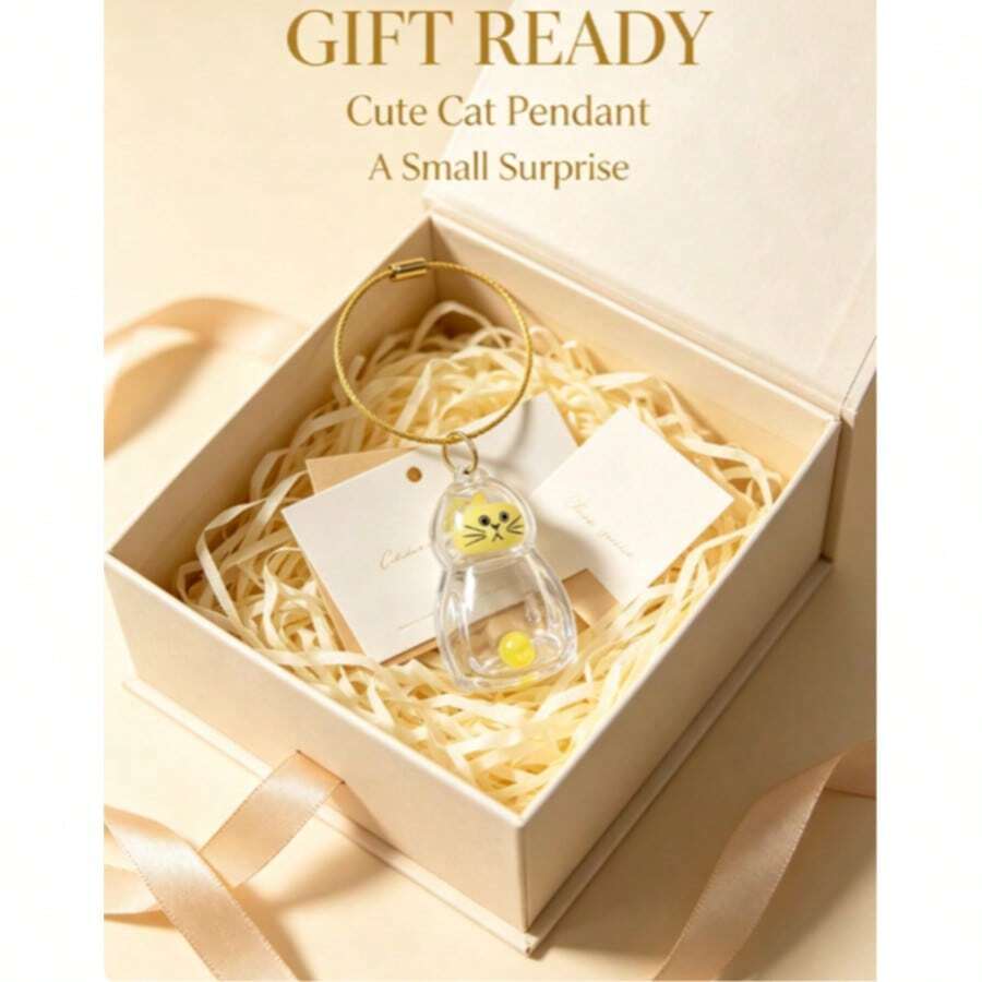 Transparent Cat Fur Memorial Storage Bag Pendant, Kitten Memorial Gacha Pet Hair Collector Capsule Keychain - Charm - View 1