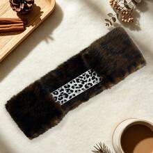 American Retro Leopard Print Plush Wide Headband For Women, Autumn/Winter Thickened Faux Rabbit Fur Warm Headband, Y2K Aesthetic Hair Accessory - Multicolor - View 15