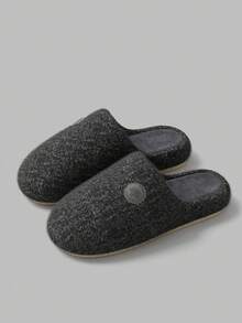 Men's Plush Floor Slippers Indoor/Outdoor Comfortable Flat Slippers For Autumn/Winter - Black - View 6