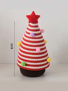1pc Christmas Lidded Desktop Cotton Woven Storage Basket, Squishy Soft Fabric Decor Bin For Keys Remote Control, Entryway Table Cosmetic Organizer, Festive Winter Style, Multi-Scene Use For Home Decoration - Multicolor - View 11