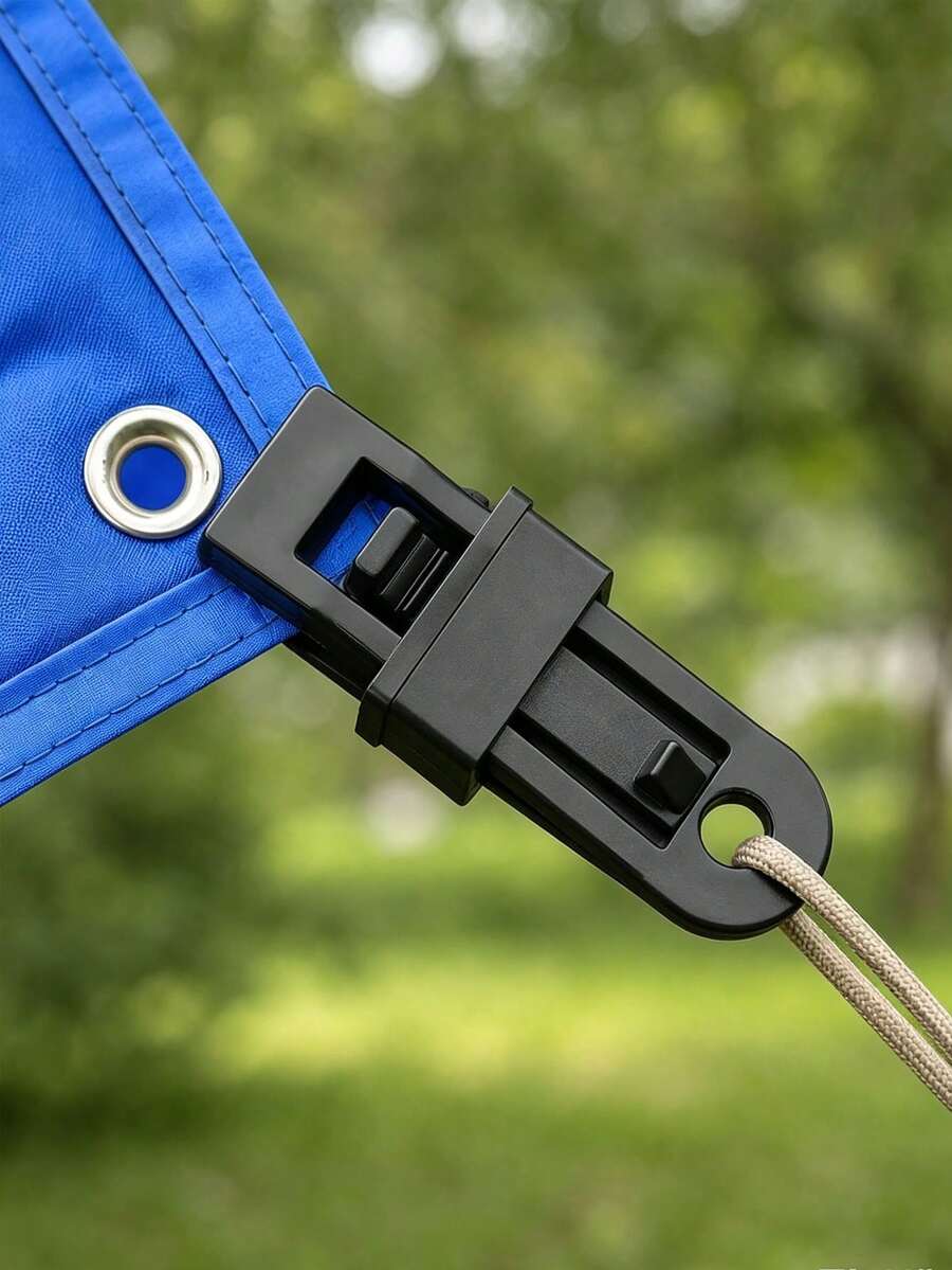 4pcs/8pcs/12pcs Outdoor Tent Rope Adjuster Buckle, Camping Tarp Guyline Tensioner, Windproof Rope Tension Regulator, Adjustable Locking Clip, Tent Guyline Tightener, Anti-Slip Rope Fixing Buckle, Outdoor Camping Tent Accessories, Tarp Rope Buckle, Camping Gear, Mountaineering Camping Supplies, Strong Rope Fixing Buckle, Rope Adjuster, Suitable For Tents, Tarps, Awnings, Camping Hanging And Outdoor Fixing Use - Black - View 1