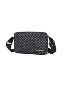 Men's Retro Print Crossbody Bag Simple Casual Daily Commute Shoulder Bag Compact Handbag - Black - View 9