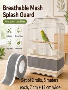 2 Rolls Self-Adhesive PP Bird Cage Mesh Patch, Parrot Cage Food Spill Prevention Strip, Cage Edge Food Protection Mesh, Parrot Anti-Splash Anti-Escape Protection Net, Customizable Size - View 4