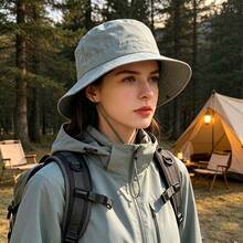 2PCS Solid Color Minimalist Casual All-Season Waterproof Quick-Dry Men's Bucket Hat, Unisex Foldable Portable Bucket Hat, Windproof Drawstring Adjustable Sun Hat, Travel Hiking Sun Protection Fishing Outdoor Sports Commute Sun Hat, Lightweight Portable, Suitable For All Ages, Adjustable Foldable, UV Protection, Gift For Friends, - Multicolor - View 2