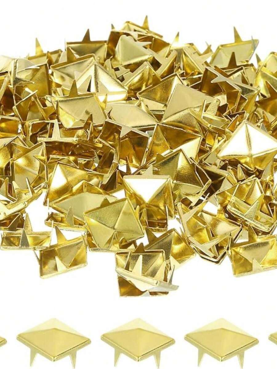 50 st fyrkantiga pyramidformade silverfärgade punkrock-smyckesnitar i metall med 4 piggar och strass, lämpliga för DIY-lädernitar, väskor, kläder och skor, fyrkantiga metallnitar - Olika stilar - Visa 1