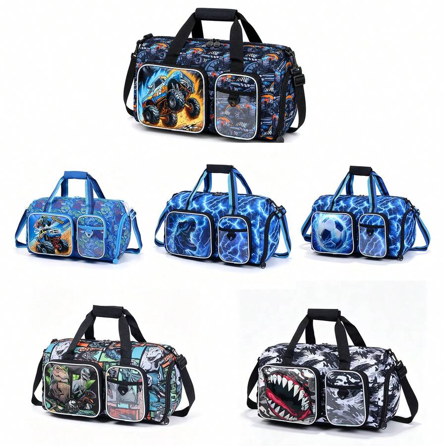 Kids Duffle Bag Boys Travel Gym Bag Large Capacity Overnight Weekender Sleepover Sports Bag Halloween Christmas Gift With Multiple Pockets - one-size - View 1