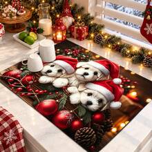 1pc Christmas Themed Printed Pattern Dish Drying Mat, Kitchen Countertop Bowl & Plate Rubber Bottom Drying Pad, Party Decoration, Super Absorbent Hidden Stain Dish Drying Mat, Soft Diatomaceous Earth With Rubber Backing Multi-Functional Kitchen Home Mat, Quick Dry Mat For Coffee Machine & Dish Rack, Kitchen Countertop Coffee Mat & Dish Drying Pad - LL LSD022 - View 10