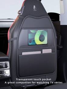 1pc Car Rear Seat Back Kick Mat PU Leather Seat Back Storage Bag Hanging Organizer Car Interior Storage Seat Back Organizer Multi-Functional - A - View 6