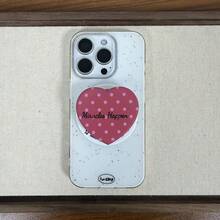 Pink Heart-Shaped Magnetic Phone Stand, Multi-Function Push-Pull Phone Back Stand, Desktop Telescopic Stand, Suitable For Magnetic Phone Cases - Pink - View 2