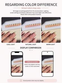 30pcs Short Almond Shape Creamy White Gradient French Press-On Nails, Acrylic Fake Nails Set, Includes 1pc Jelly Glue And 1pc Nail File, Aesthetic - Multicolor - View 5