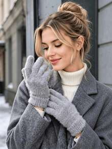 Fall New Arrival Women Fuzzy Warm Touch‑Screen Gloves Soft Plush Elastic Cuff Solid Color Gloves For Winter Daily Outdoor Driving Accessories - Solid Color Gloves C33 - View 2