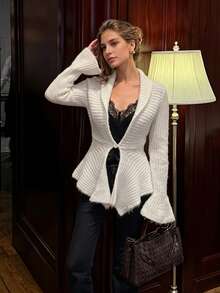 Women's Autumn French Fashion Elegant Solid Color Sweater, Commute/Business - White - View 6