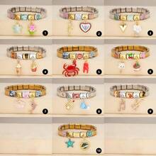 1PC Personalized Multi-Element Stainless Steel Modular Bracelet, Letter/Heart/Planet/Bow Decor, Multi-Color Fashion Versatile Bracelet - Steel Gold - View 10