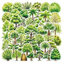 50Pcs Green Tree Sticker Kit, Tropical Palm,Leafy Shrub & Fruit‑Bearing Tree Waterproof Decals, For Art Diary, Scrap Album, Tumbler, Laptop, Phone Shell, Fresh Natural‑Style Embellishment, Nature‑Lovers Handout Treats - Irregular Shape - View 2