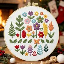 1PC 15*15cm/5.9*5.9in 20*20cm/7.9*7.9in,A Beautiful Bouquet Embroidery Kit, DIY Handmade Embroidery Set For Adult Beginners, Home Gift, Women's Sewing Gift, Including User Manual, Printed Pattern Fabric, Embroidery Frame, Needle And Thread. - 20X20CM - View 7