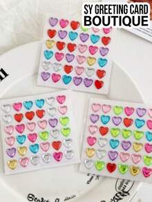 6pcs Random Mixed Color Faux Crystal Decorative Stickers, Heart + Star + Flower + Round Rhinestone Multi-Shape Acrylic Self-Adhesive Stickers, Used For Photo Frame, Shell, Daily Supplies Decoration, Diverse Shapes And Colors With Packaging - Decorative Stickers - View 2
