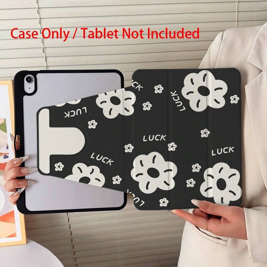 Tablet Protective Case, 360° Rotatable & Foldable, Exquisite Printed Pattern, Shockproof, Anti-Slip, Anti-Scratch, Supports Auto Sleep/Wake, Acrylic Material, Lightweight & Foldable, With Stand Design - Multicolor - View 1