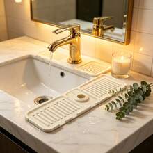 Kitchen Faucet Splash Guard Silicone Pad, Sink Countertop Anti-Stain Drainage Mat, Anti-Water Accumulation Design, Easy To Clean, Suitable For Cleaning Tools, Dispenser Bottles, Bottles, Cups - View 2