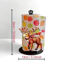 2D Flat Christmas Scarf Reindeer Print Paper Towel Holder Acrylic Material Vertical Roll Storage Rack Kitchen Dining Table Decor Ornament Simple Installation Suitable For Christmas Holiday Party Home Room Decoration - Multicolor - View 3