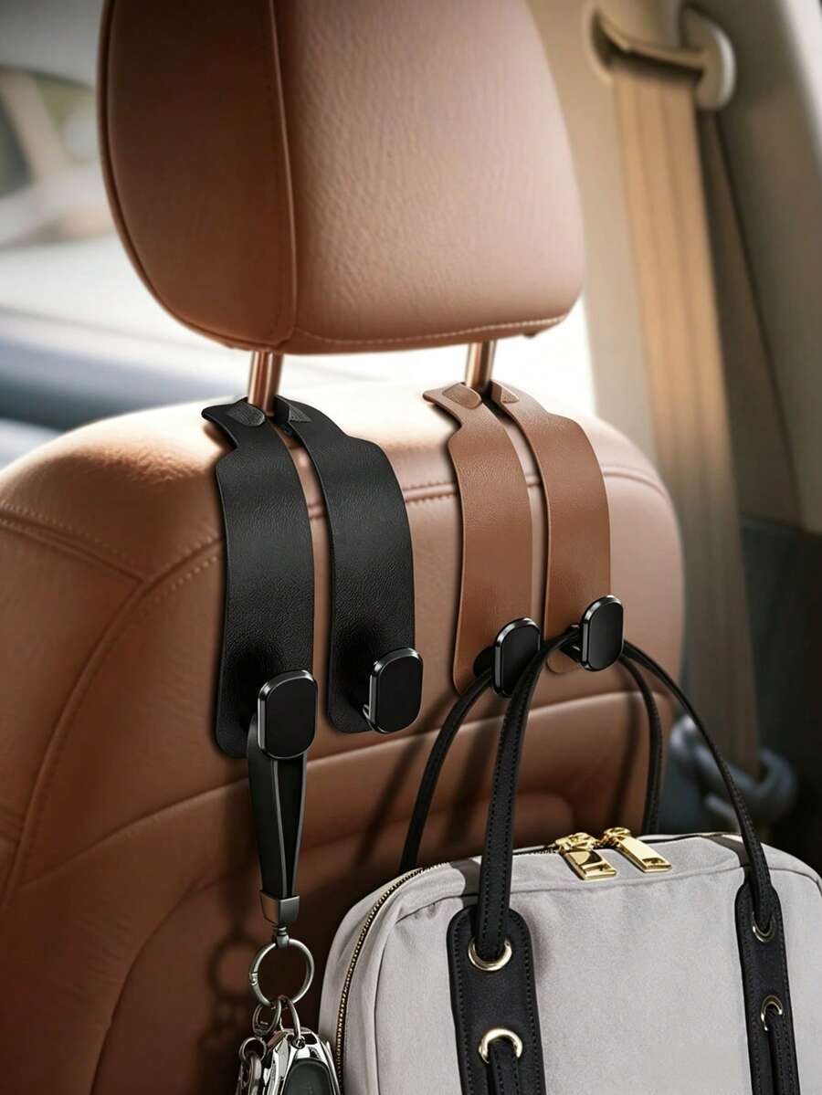 Double Hook Car Seat Back Hanging Hook Set, Hidden Design, Dual Hooks, Multi-Functional, Universal Fit For All Car Models