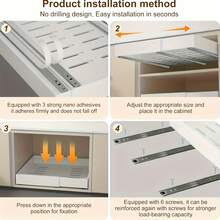 Organizador de Gabinete Extraíble Resistente, Estante de Almacenamiento Estilo Cajón con 3 Rieles de Deslizamiento Silencioso, Sin Necesidad de Perforación, Adecuado para Almacenamiento de Condimentos y Utensilios de Cocina, Organizador de Baño - Multicolor - Ver 9