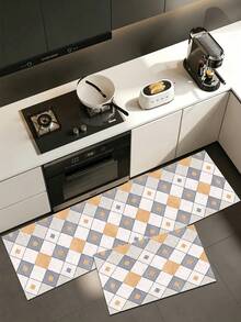 1pc Geometric Rhombus Diatom Mud Kitchen Floor Mat, Rubber Non-Slip Bottom Oil-Resistant, 3.5mm Cuttable, Minimalist Ins Style, Kitchen Countertop Dining Table Multi-Scene Decorative Mat - Multicolor - View 11