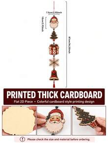 1PC Christmas Wall Hanging Decoration, Vintage Style Multi-Element Printed Garland With Red Cardinal, Lantern, Cottage And Bell Patterns, For Entryway Home Holiday Display - A - View 7