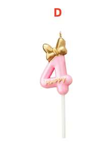 Pink 3D Gold Bow Birthday Number Candle, Autumn Decor, Souvenir, Camping, Kitchen, Christmas, Party Gift, Cookware, Home Decor & Accessories, Party Decoration & Supplies - View 7