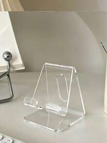 1pc Transparent Acrylic Phone Stand, Solid Clear Desktop Phone Base, Stable Smartphone Desktop Accessory, Suitable For Watching Videos, Office, Home And Bedroom Desktop Daily Use, Desktop Accessory, Phone Accessory, Room Decor - A - View 6