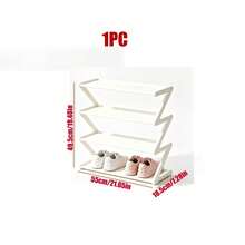 1pc 4-Tier Large Z-Shaped Shoe Rack, Easy Assembly Without Tools, Pink Plastic Stackable Storage Shelf, Suitable For Home, Dorm And Living Room, Space-Saving Floor Design, Shoe Storage Organizer - View 10