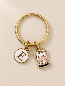 Personalized Cow Pendant, Can Be Engraved With Name Initials And Gift Message/Thank You Message | Keychain Accessory | Graduation Season Gift For Classmates And Teachers | Women's Keychain | Cute Cow Keychain - Multicolored Cows - View 3