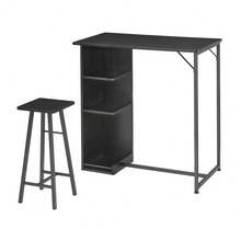 3-Piece Bar Table & Chairs Set For 2 With 3-Tier Storage Shelves – Space-Saving Counter Height Dining Table For Small Apartment, Kitchen, Or Living Room - Retro Color - View 11