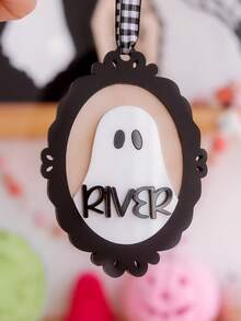 Personalized Ghost Name Tag Halloween Gift Tag Kids Ghost Ornament Halloween Custom Name Acrylic Ghost Basket Tag Halloween Gift Name Tag - Halloween Name Pendant - View 10