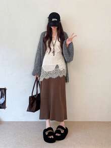 女士新款冬季厚底毛絨拖鞋，戶外秋季仙女風慵懶增高家居室內辦公拖鞋，春季秋季 - 黑色 - 查看 4