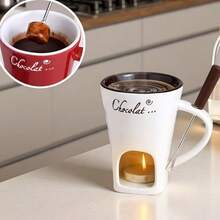 Panci Pelebur Cokelat Keramik untuk Dapur Rumah, Cangkir Pemanas Keju, Panci Fondue Cokelat dengan Garpu, Mug Industri, Cocok untuk Pesta Pernikahan di Luar Ruangan, Hadiah Ulang Tahun - MultiWarna - View 10