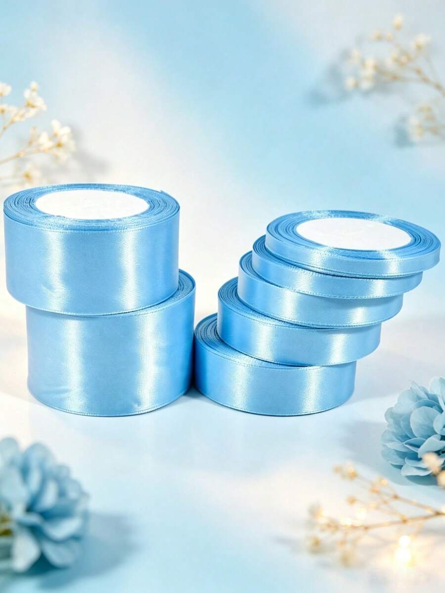 1 Roll 22m Blue Satin Ribbon, Handmade Rose Ribbon, 22m Polyester Ribbon Packaging Ribbon, Home Decor, Scene Decoration, Theme Party Decoration