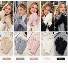 Fall New Arrival Women Fuzzy Warm Touch‑Screen Gloves Soft Plush Elastic Cuff Solid Color Gloves For Winter Daily Outdoor Driving Accessories - Solid Color Gloves C33 - View 7