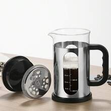 Coffee Machine, French Filter Press, Used To Filter Coffee, Loose Tea And Milk Foam, Stainless Steel Filter, Heat-Resistant Borosilicate Glass - Black - View 7