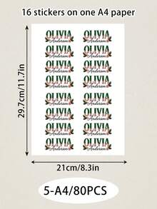 LICVIC Custom Christmas Name Sticker, Festive Plaid & Candy Cane Letter Decal, Personalized Christmas Labels Stickers, Customized Holiday Sticker, Christmas Gift, Customizable Christmas Decoration For Party Favors And Seasonal Gifts, Christmas Sticker - Style C - View 13