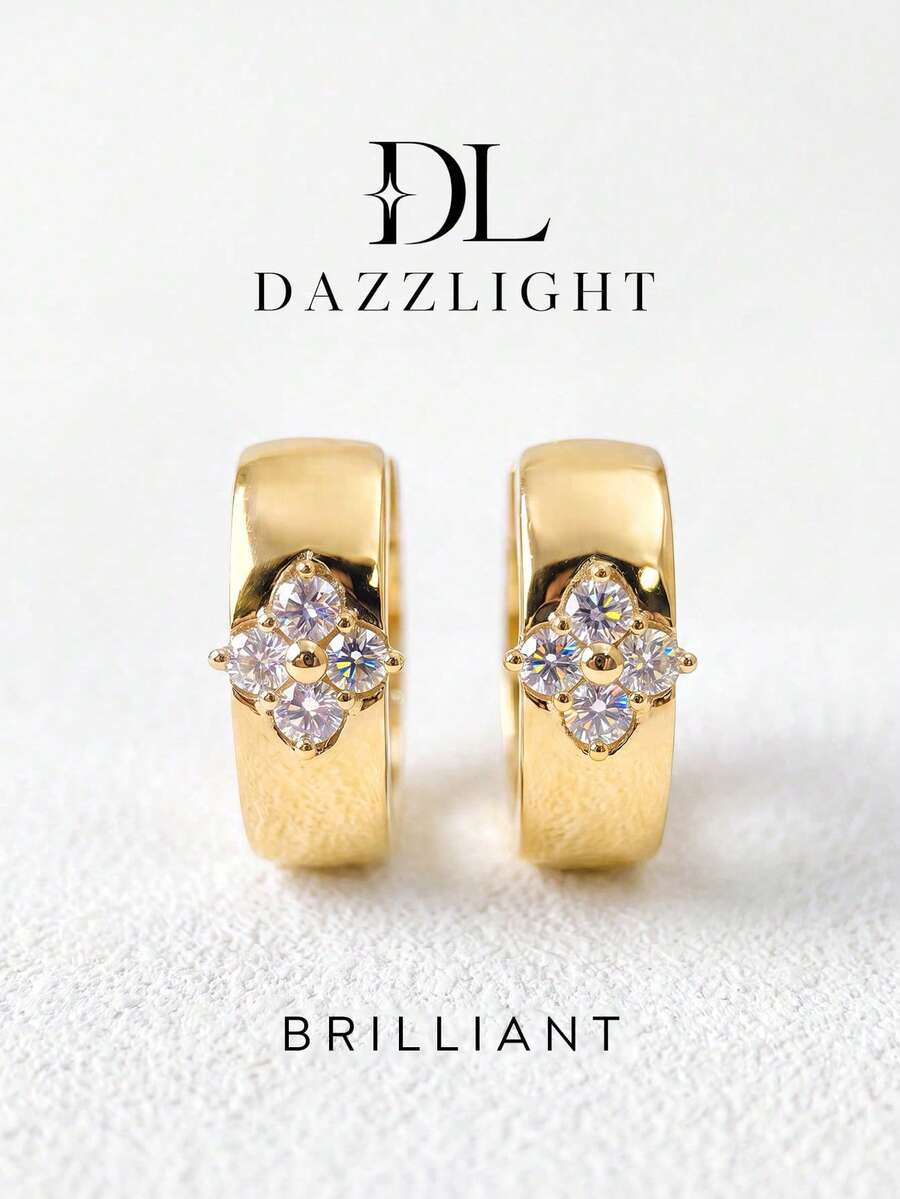 1 Pair Moissanite Earrings: Minimalist Elegant Clover Earrings, Suitable For Women's Daily Wear And Attending Parties - Four-leaf Clover Mozzarella Earrings - View 1