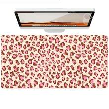 1pc Leopard Print Leather Desk Mat | Light Pink Brown Large Mouse Pad | Waterproof Anti-Slip Wear-Resistant | High-Definition Print Fade-Resistant | Suitable For Laptop/Keyboard/Mouse Storage And Desk Decoration | Home Office Student Desk Accessory - View 3