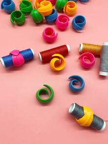 10pcs Flexible Silicone Thread Clips, Red Yellow Blue Green 4 Colors Optional, Reusable Anti-Tangle Thread Spool Holder, Sewing Embroidery Thread Management Supplies, For Sewing, Embroidery And Needlework Storage - Silicone Spool - View 4