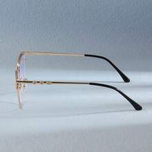 1pc Metal Cat Eye Dual-Color Rhinestone Decorated Indoor/Outdoor Color-Changing Multi-Purpose Fashion Versatile Women's Glasses - Discoloration - View 4