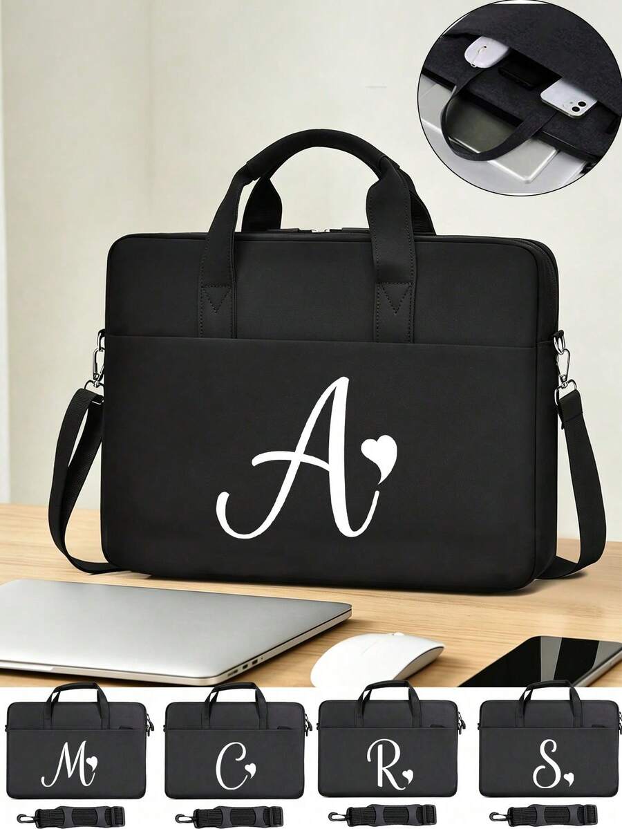 Laptop Bag With Shoulder Strap, Featuring Heart-Shaped A-Z Letters And An Internal Protective Sleeve; Suitable For 13–16 Inch Laptops. Holiday Gift. - Multicolor - View 1
