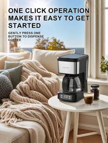 SOKANY 04044 Coffee/Tea Maker, 650W High-Efficiency Heating, Durable Metal Body, Pre-Infusion Technology Enhances Extraction, 750ml Capacity Serves 6 People, 24-Hour Timer Function, Suitable For Dorm, Home And Office - Black - View 3