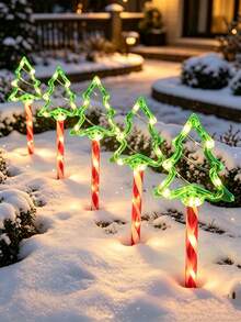 1pc Solar Christmas Tree Light, Waterproof Christmas Tree Design Lawn Decorative Light, Suitable For Christmas Tree Decoration, Winter Outdoor Garden Courtyard, Path, Fence, Step, Terrace, And Christmas Party Atmosphere Lights - Christmas Tree - View 7