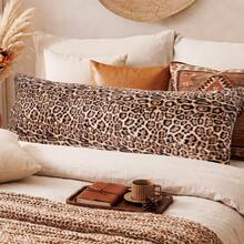 1pc Leopard Print Pillowcase, Brown Cheetah Faux Fur Fluffy Long Pillowcase, Soft Plush Pillowcase, Suitable For Bed, Sofa, Lounge Chair, Comfortable Side Sleeping Pillowcase, Without Pillow Insert - Brown - View 7