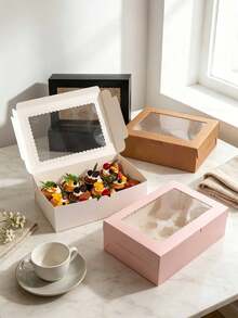 Multi-Color 12Holes Cupcake Boxes With Transparent Window, Foldable Paper Muffin Box With Insert, Bakery Packaging For Cupcakes, Muffins, Party Treats - View 2