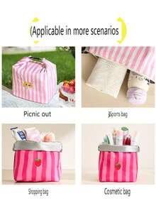 1pc Roll-Up Bento Bag Lunch Box Bag Insulated Bag Handbag Bento Bag Commuter School Office Portable Large Breakfast Lunch Bag Rice Bag - Multicolor - View 5