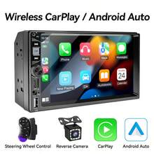 VENBES 7 Inch Single DIN Car Stereo, Wireless CarPlay And Wireless Android Auto, With Bluetooth FM USB AUX MP5 Car Radio Receiver - Main Unit + SWC Cable + 12‑LED Rear‑view Camera - View 12